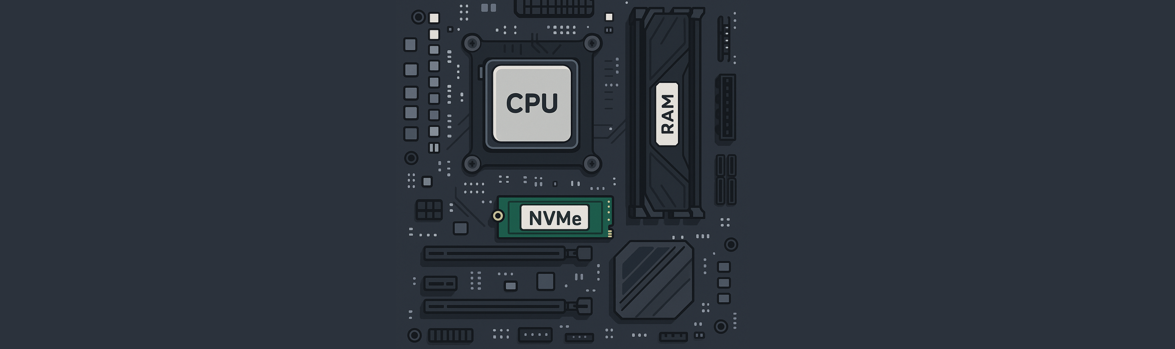 CPU, RAM, and NVMe installed on motherboard
